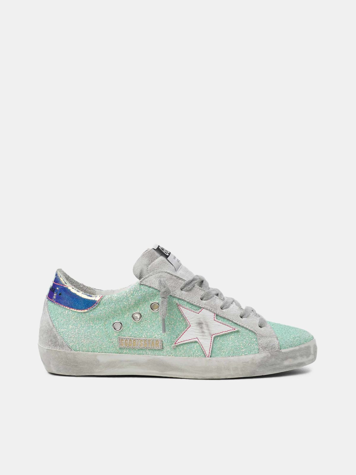 Super-Star sneakers with green glitter 