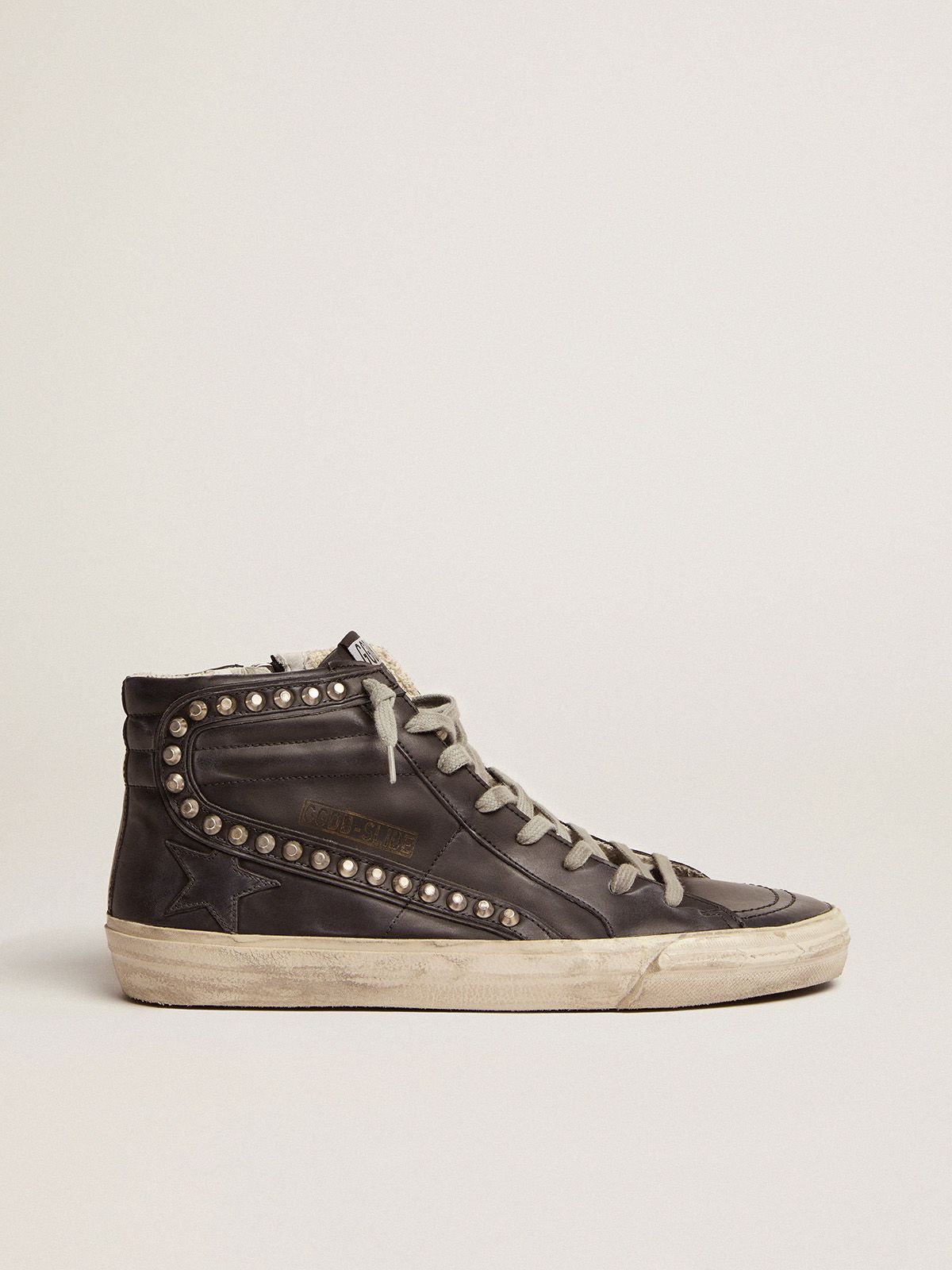 golden goose black high top with studs