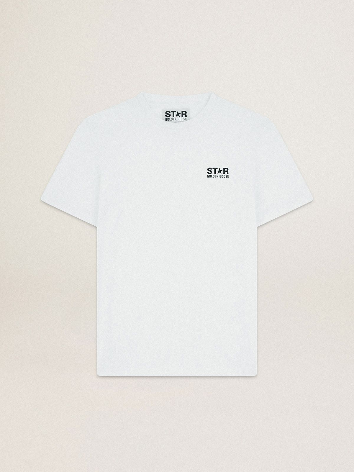 T-shirt bianca Collezione Star con logo e stella neri a contrasto