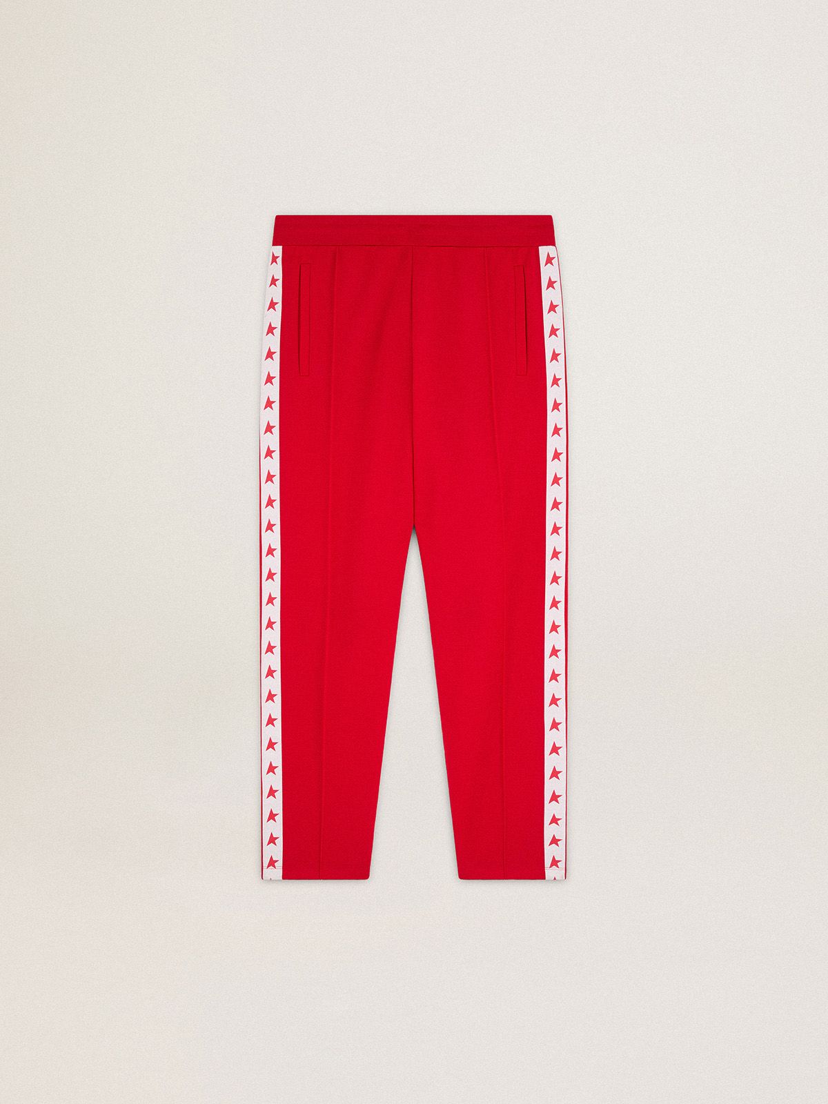 Pantalone jogging Doro Collezione Star di colore rosso con stelle rosse sui lati