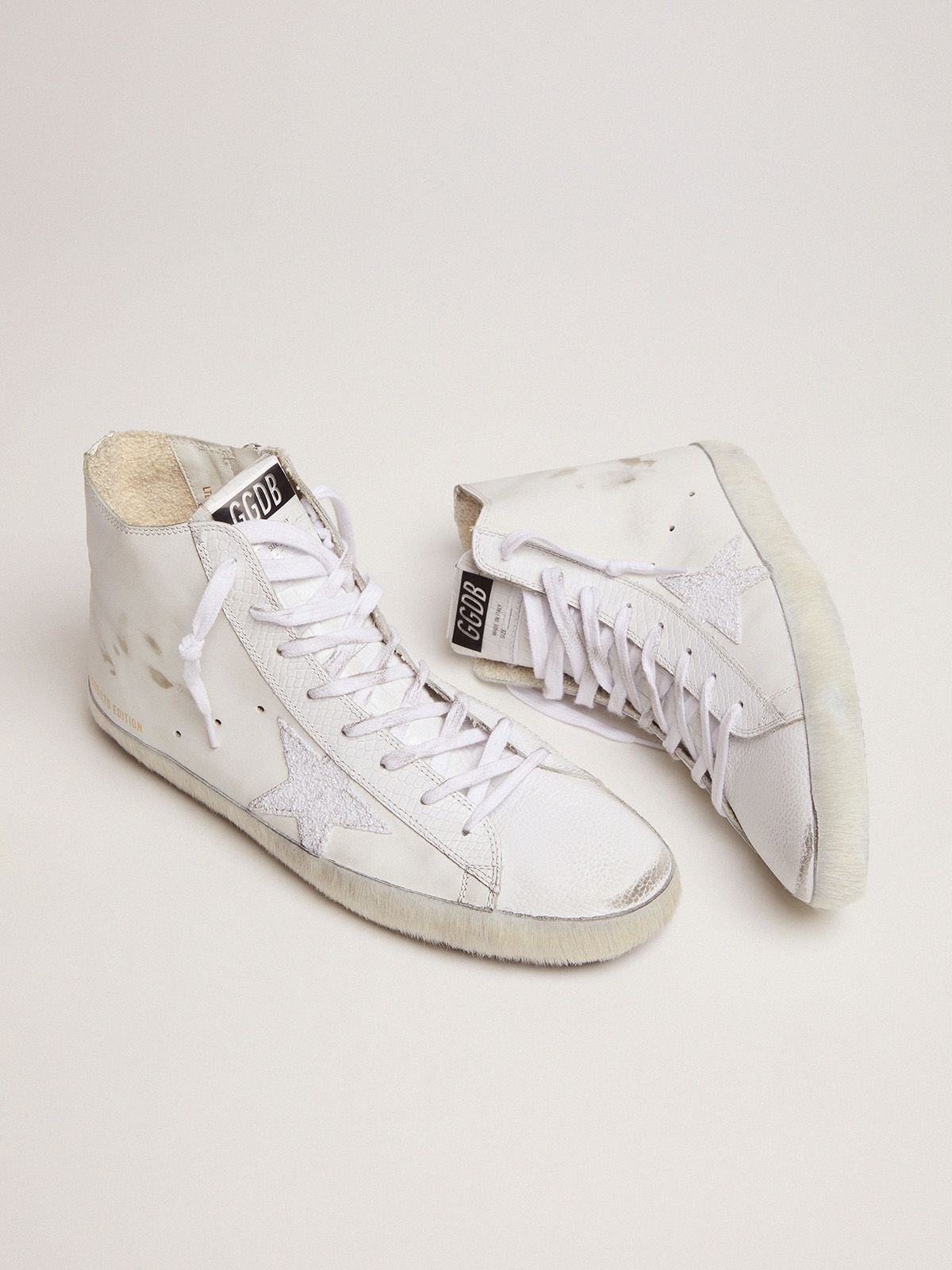Men’s LAB Limited Edition white and glitter Francy sneakers