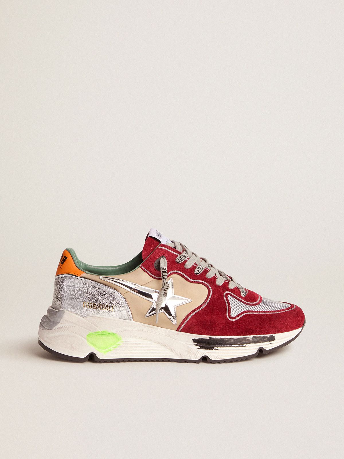 Running Sole sneakers with 3D star and orange tab | Golden Goose