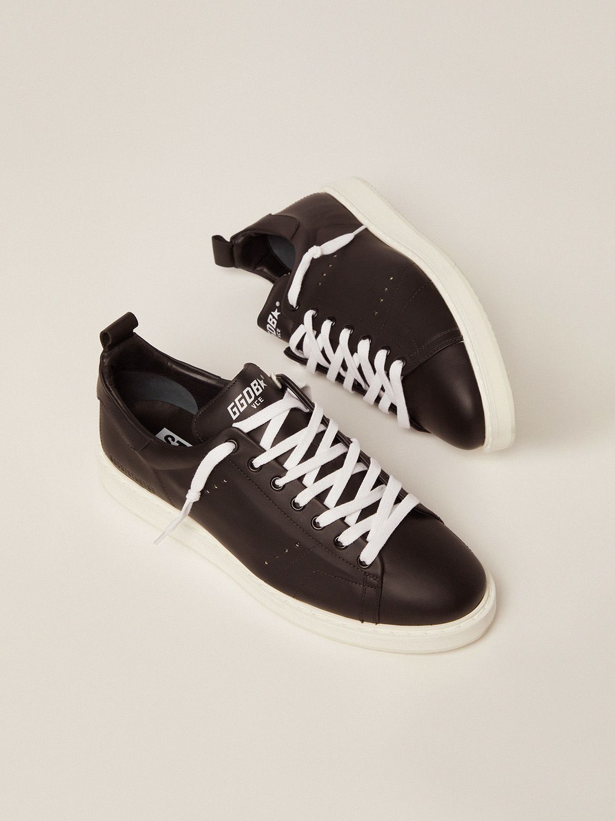 Starter Sneakers In Total Black Leather Golden Goose