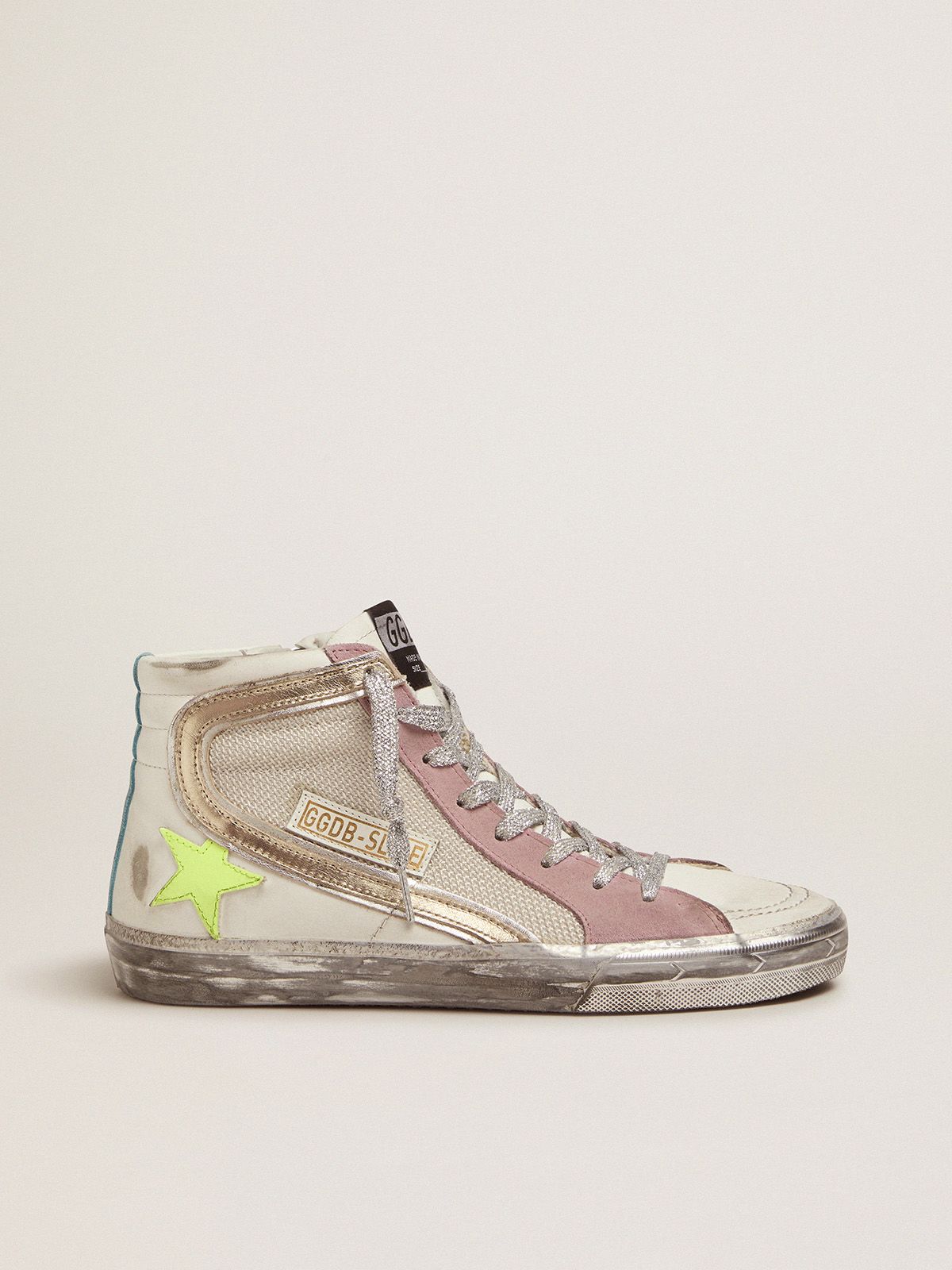 Slide sneakers with white and pink upper Golden Goose
