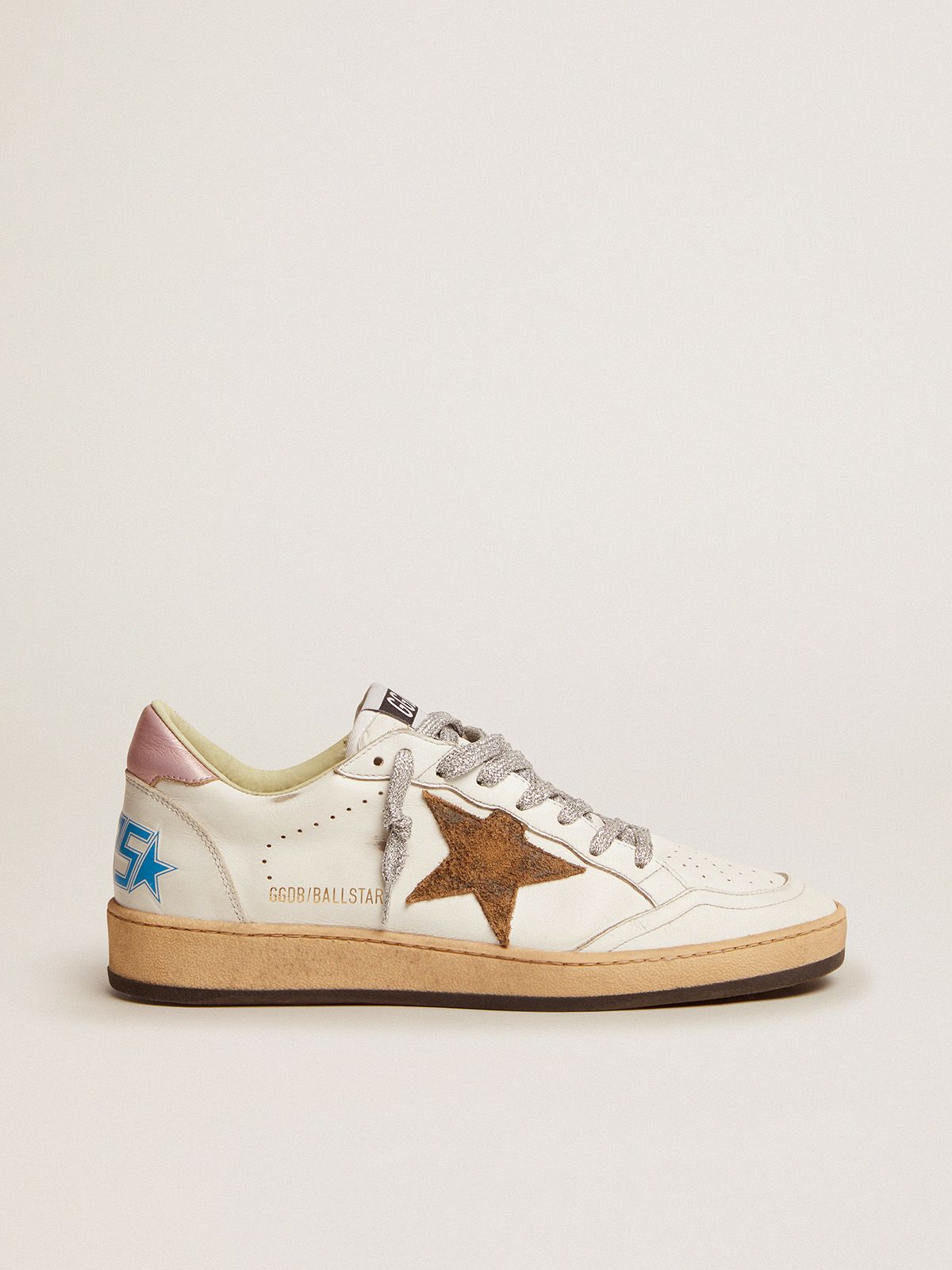 Ball Star sneakers with leopard-print star and pink laminated 