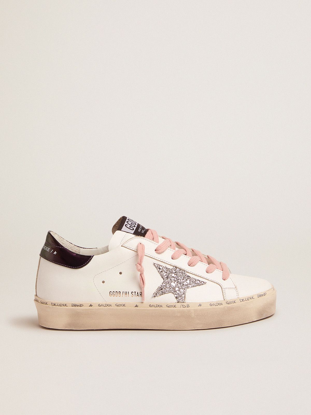 White Hi-Star sneakers glittery star and laces | Golden