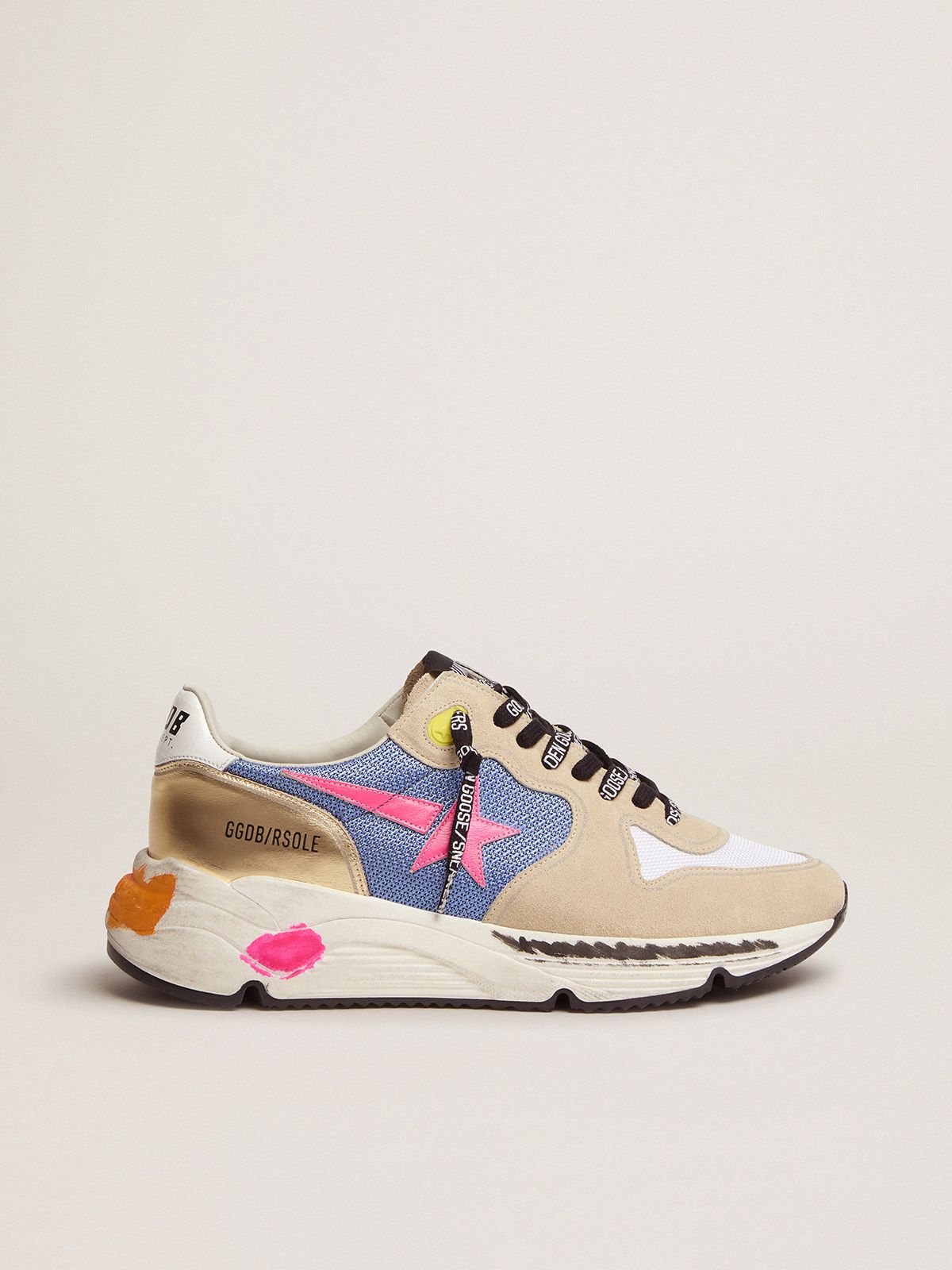 Running Sole Sneakers In Suede With Gold Detail Golden Goose