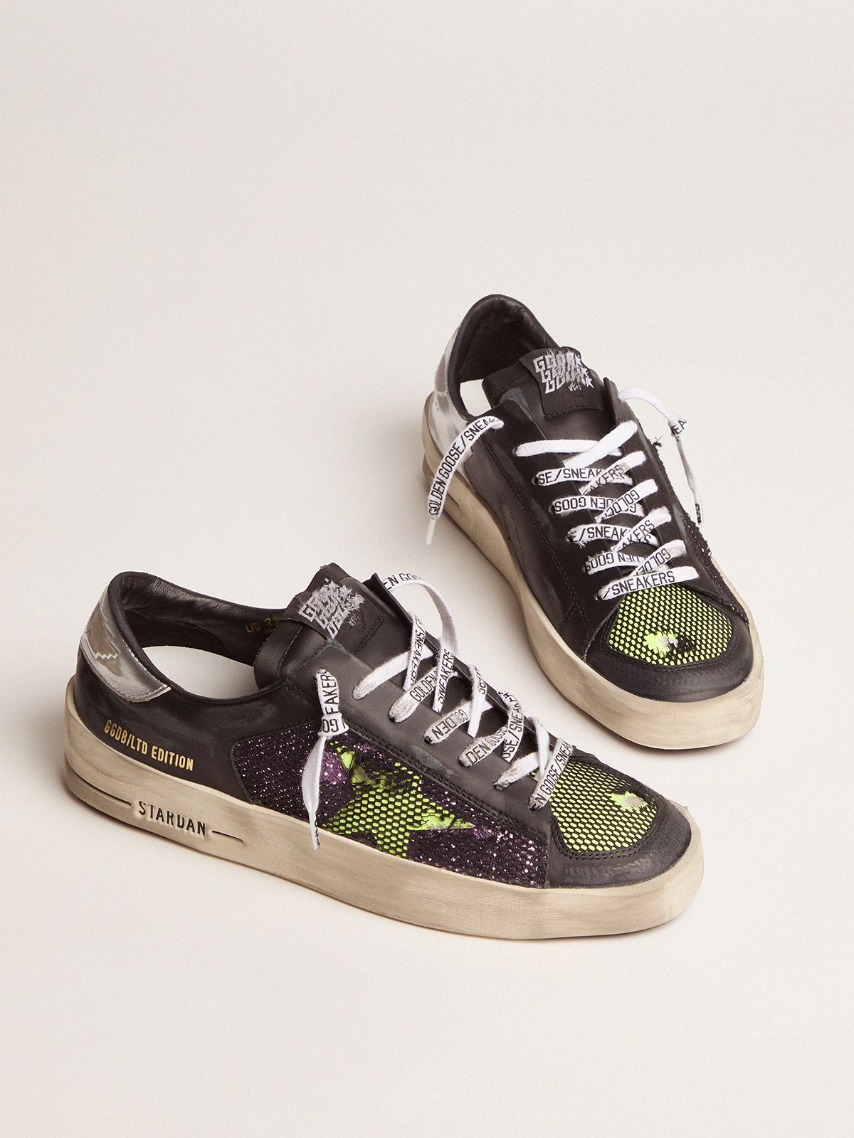 Women’s LAB Limited Edition Stardan sneakers with glitter and fluorescent  yellow details