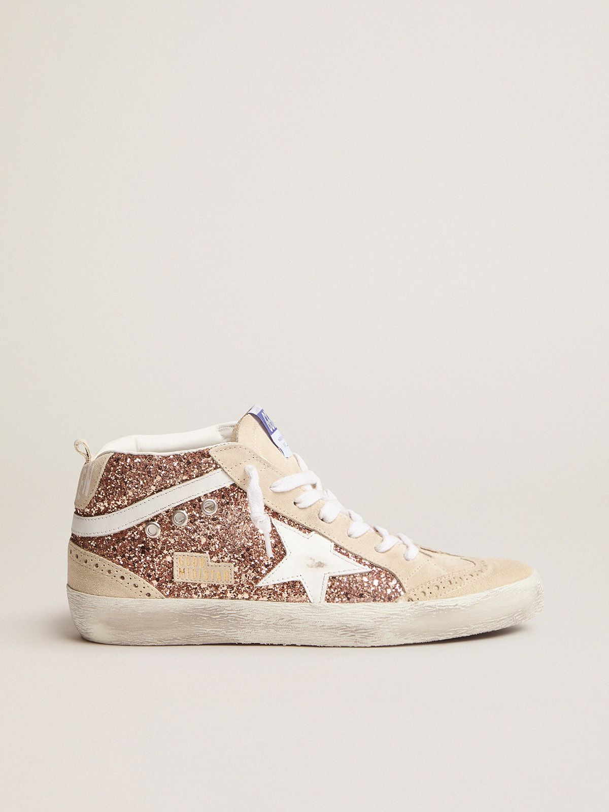 Star sneakers with pink-gold glitter | Golden Goose