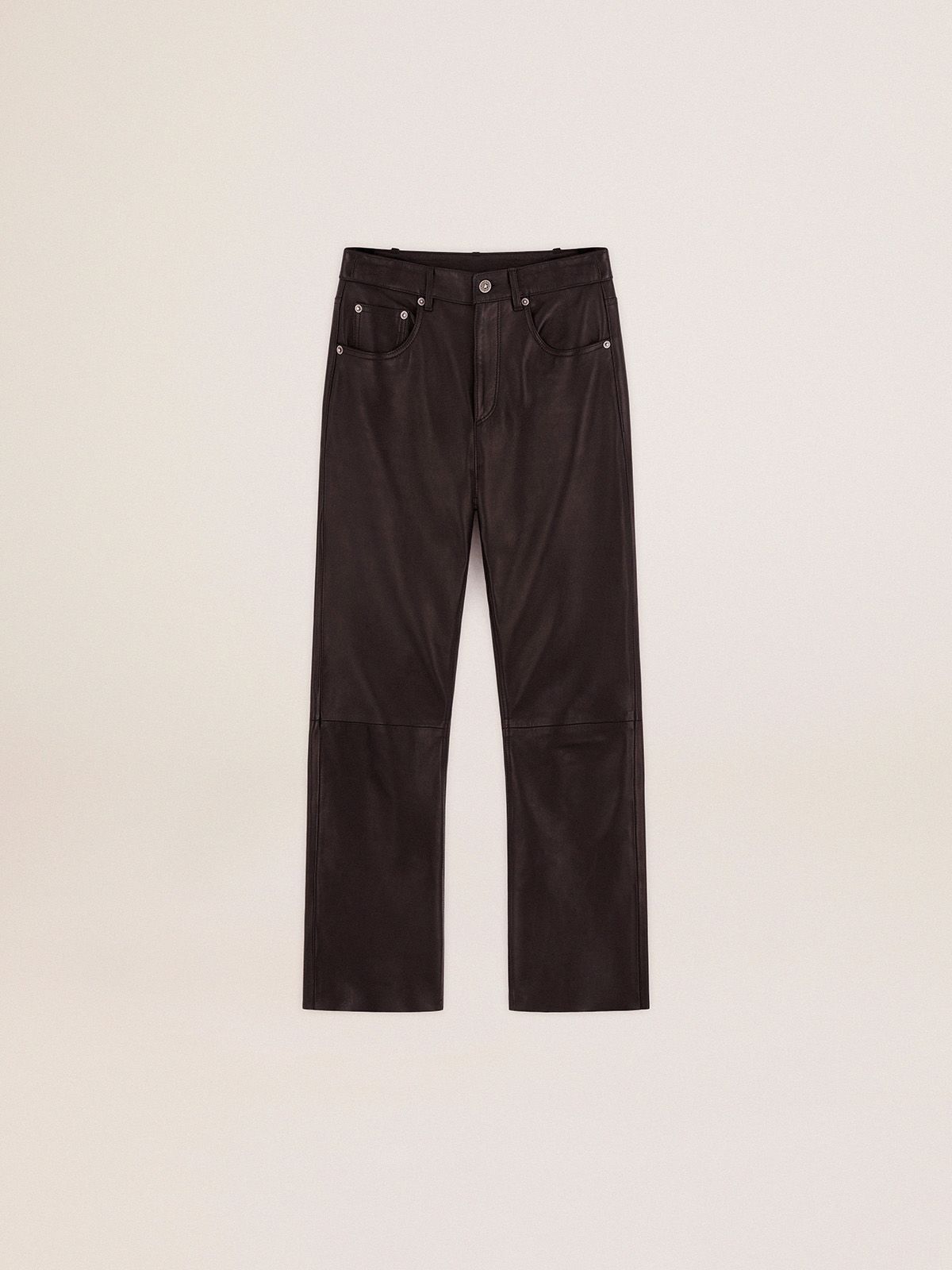Golden Collection flared cropped pants in soft black nappa leather 