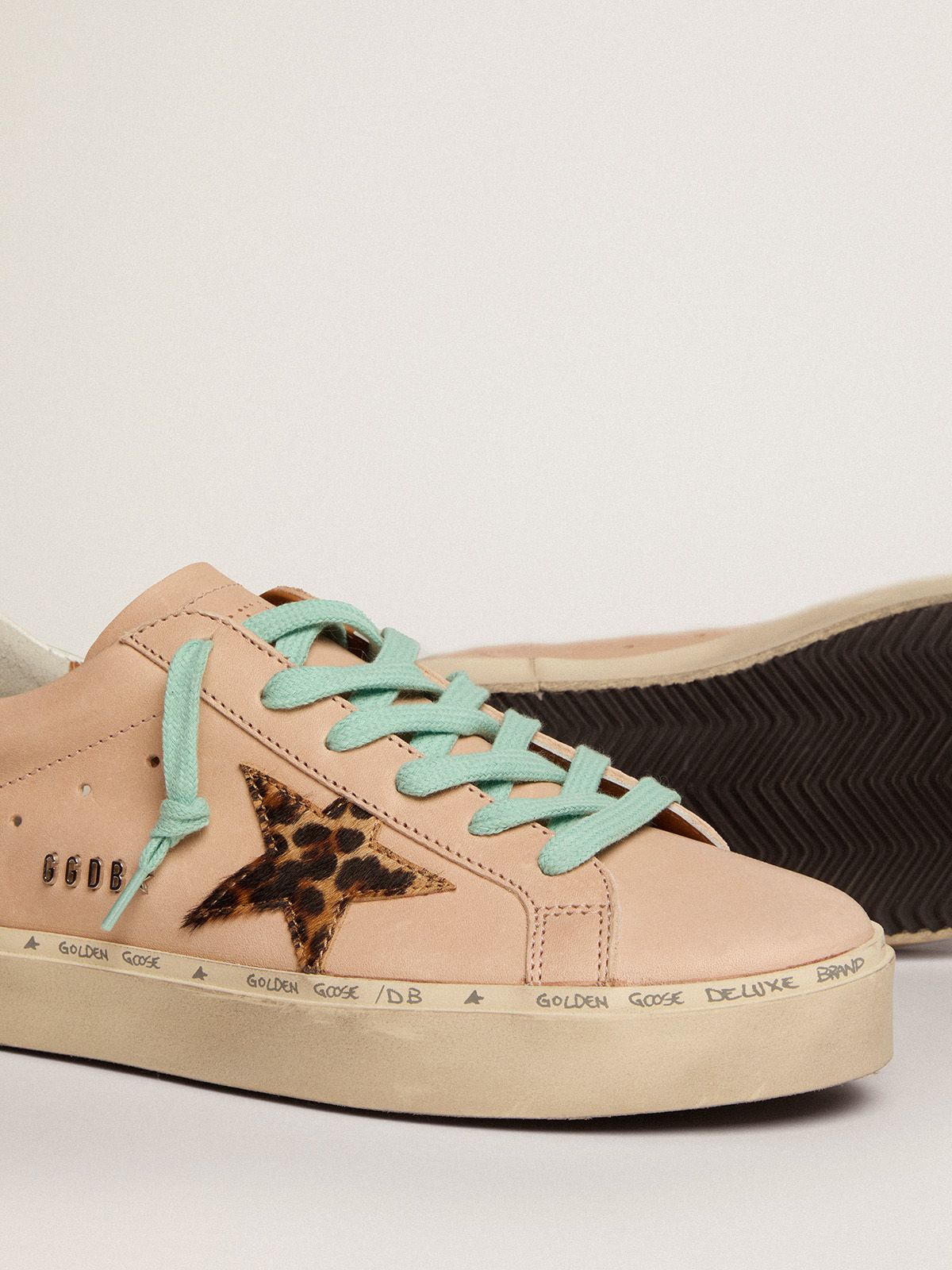 Hi Star sneakers with leopard-print pony skin star and white 