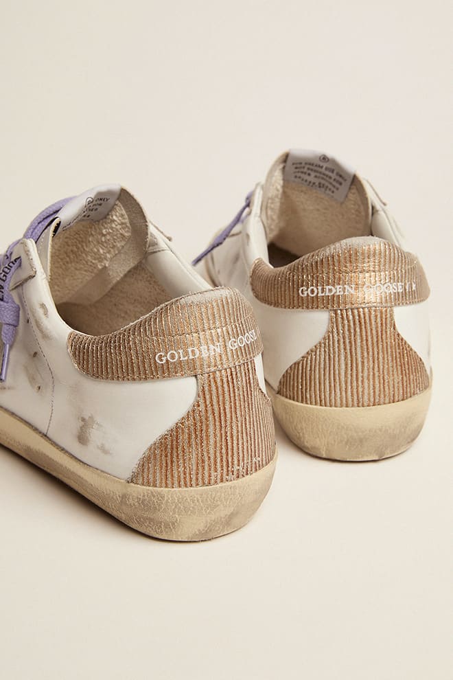 Super-Star with leo-print suede star and sand corduroy-effect heel tab |  Golden Goose