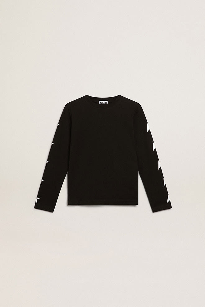 Golden Goose - Schwarzes Sweatshirt für Jungen mit weißen Kontraststernen in 