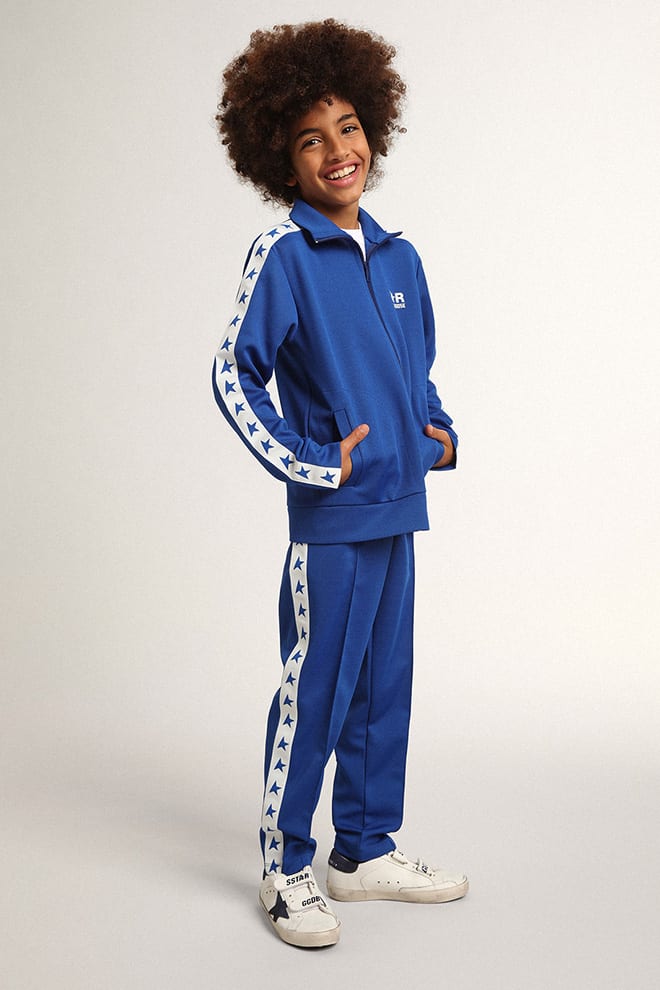 Golden Goose - Bright blue joggers with white strip and contrasting bright blue stars in 
