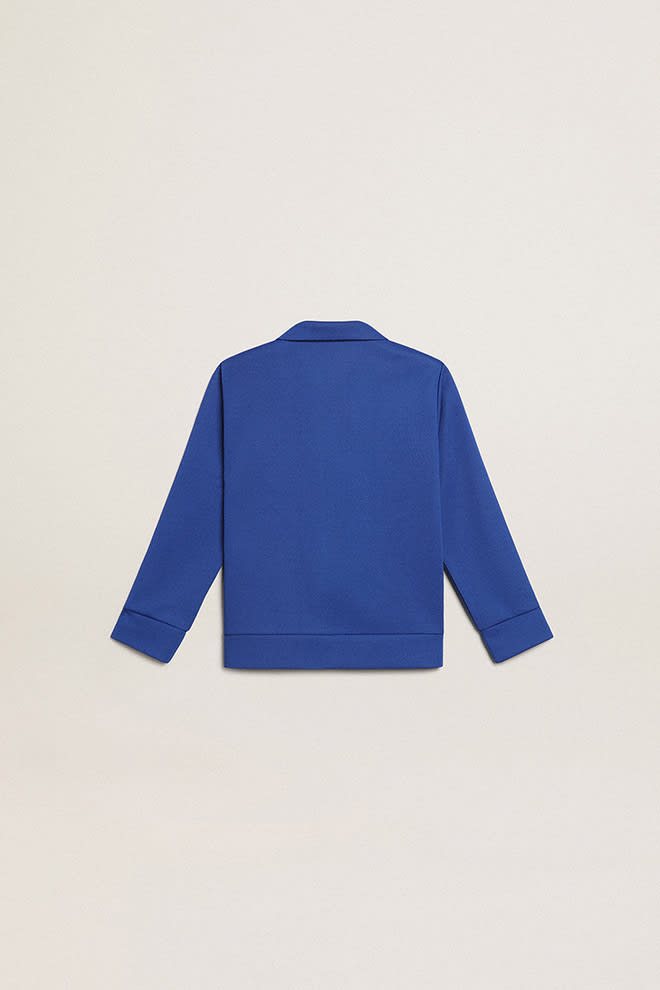 Golden Goose - Bright blue zipped sweatshirt with white strip and bright blue stars in 