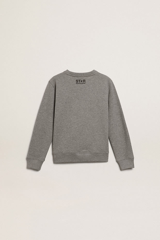 Golden Goose - Boys’ gray sweatshirt with black maxi star on the front in 