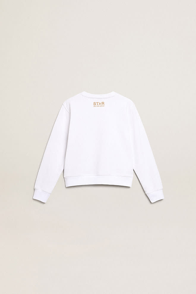 Girls white sweatshirt with gold maxi star on the front