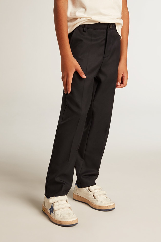 Boys' pants in dark blue wool | Golden Goose