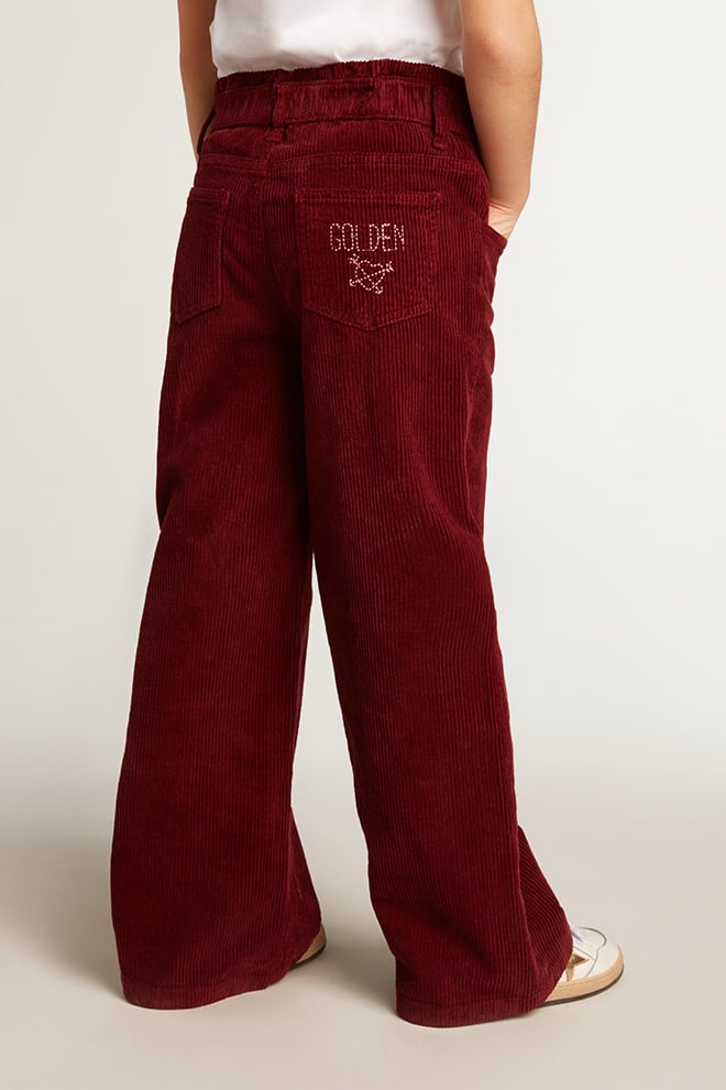 Burgundy cotton wide-leg pants