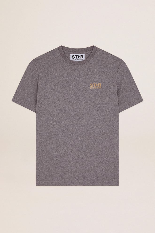 Grey Star Collection T-shirt with contrasting black logo and star ...