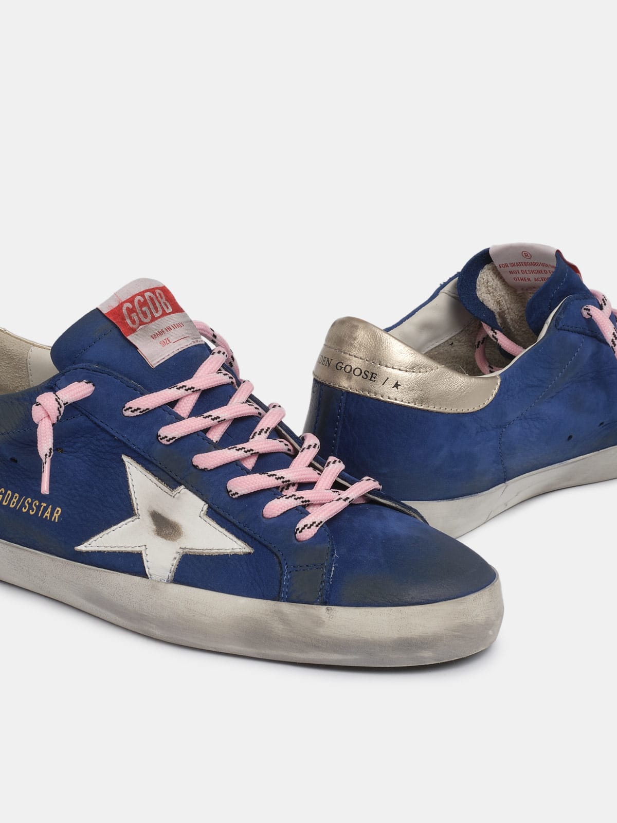 Super-Star sneakers in blue nubuck leather | Golden Goose