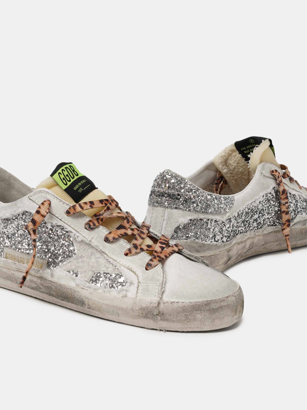 Men s Limited Edition LAB Super Star sneakers with glitter and leopard print laces