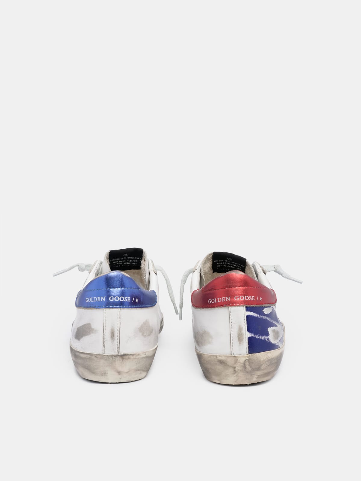 Metallic red and blue Super Star sneakers