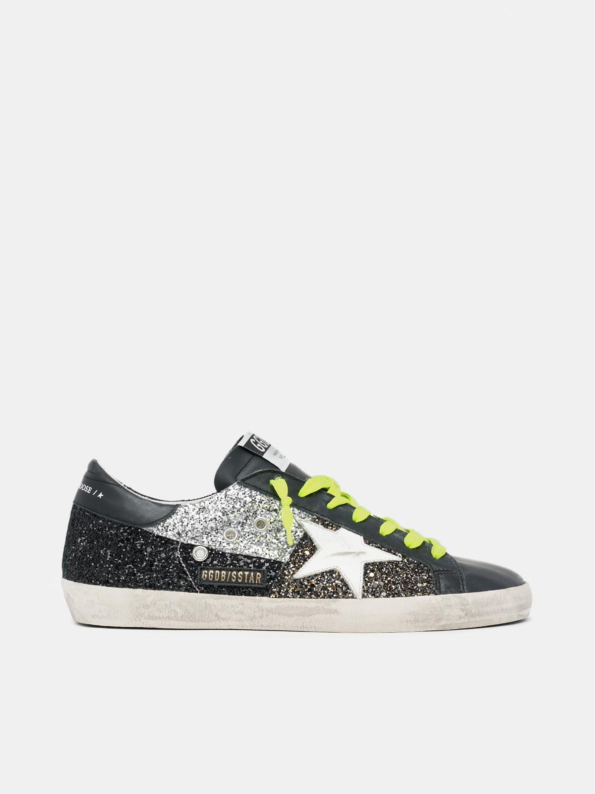 Mujer Zapatillas Deportivas Super-Star Con Estrella Dorada Y Refuerzo Del  Talón Negro De Purpurina, Super-Star Golden Goose