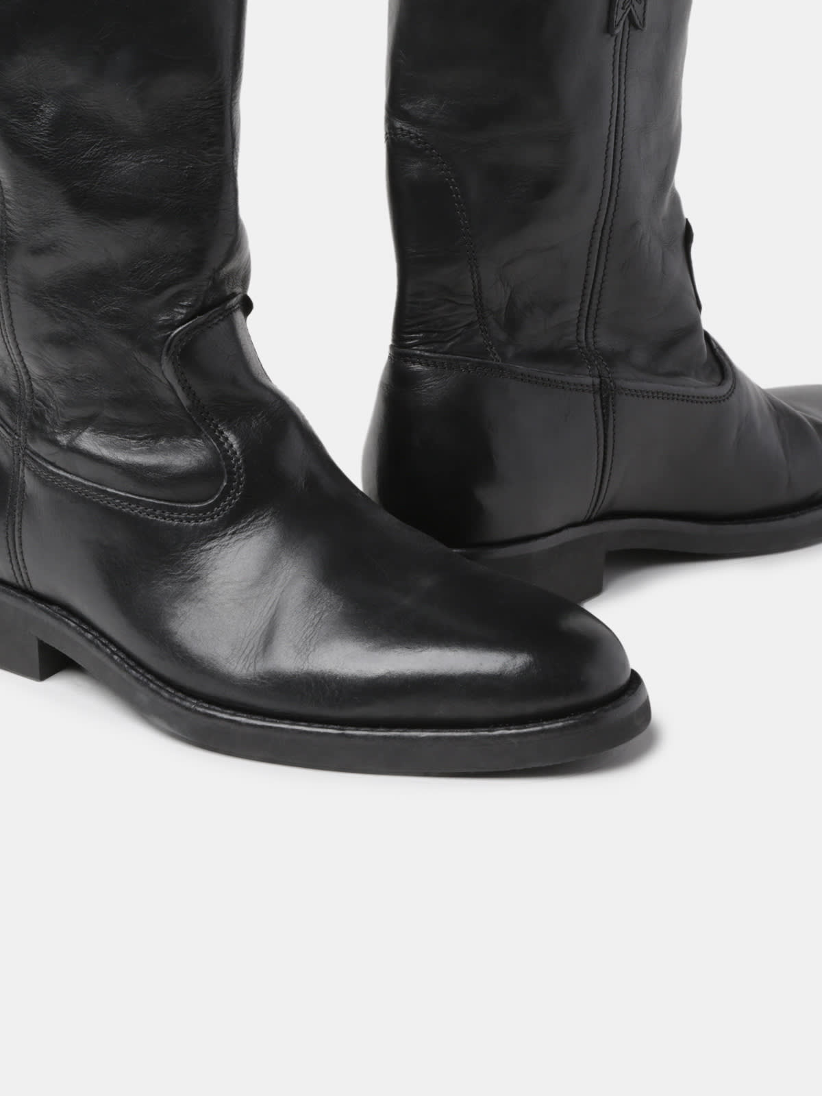 Biker boots in glossy black leather | Golden Goose