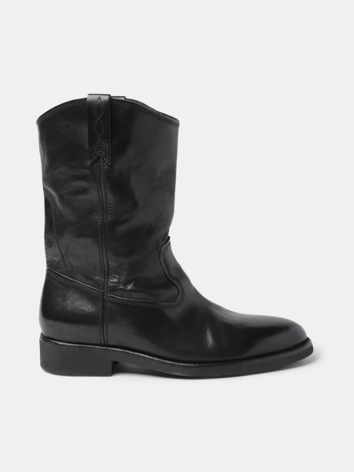 Biker boots in glossy black leather | Golden Goose
