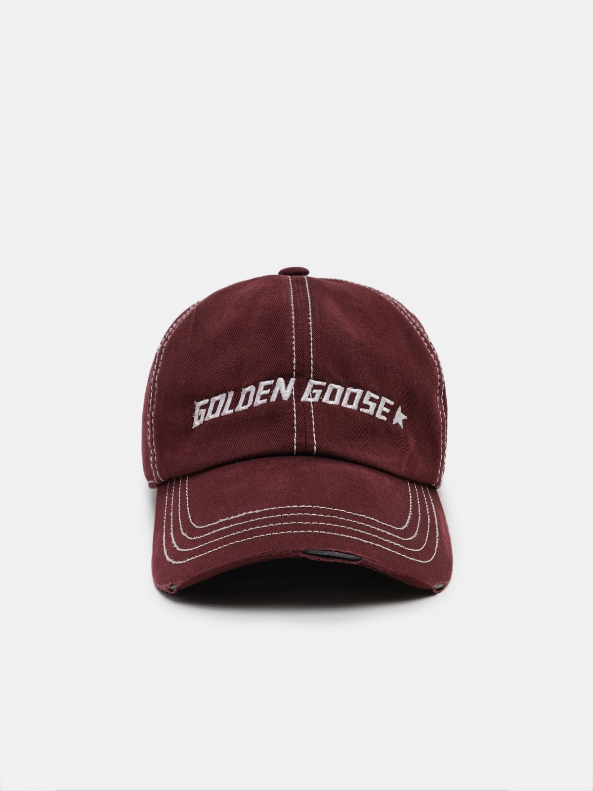 Golden Goose - Aden burgundy baseball cap with contrasting logo in 