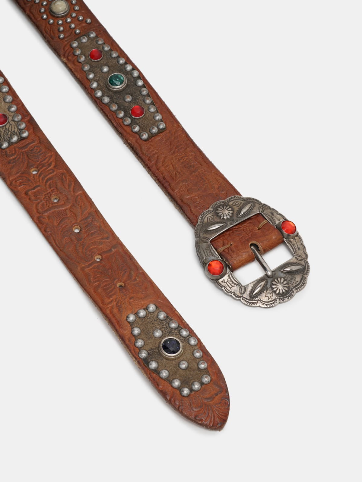 Golden Goose buckle-fastening studded leather belt - Brown