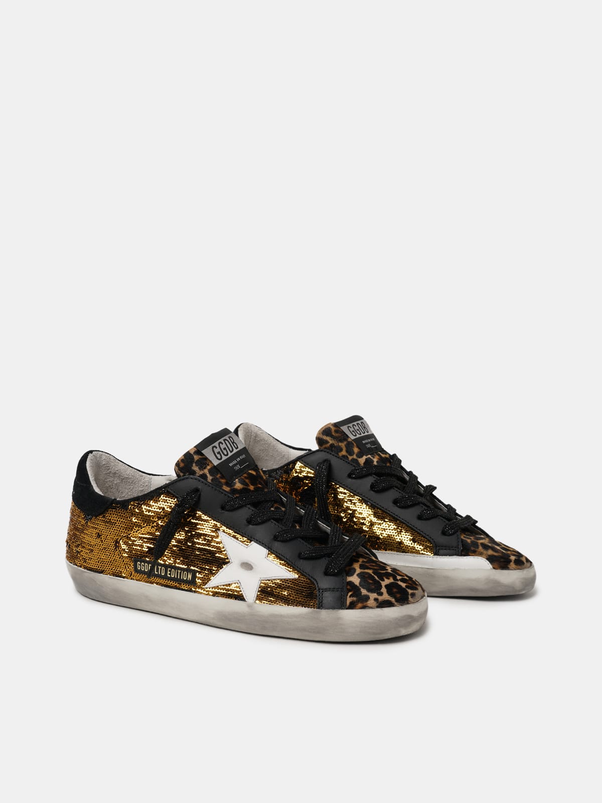 Golden goose clearance leopard glitter sneakers