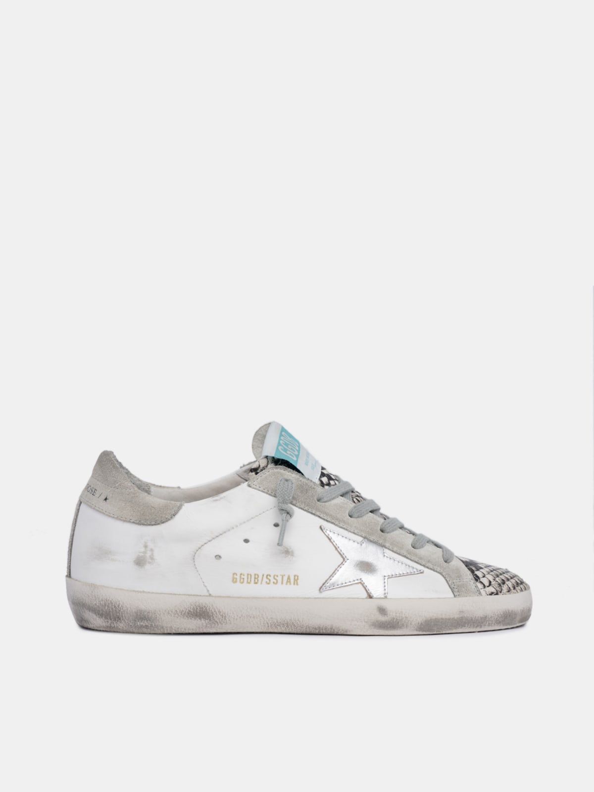 White sneakers with snake 2024 print