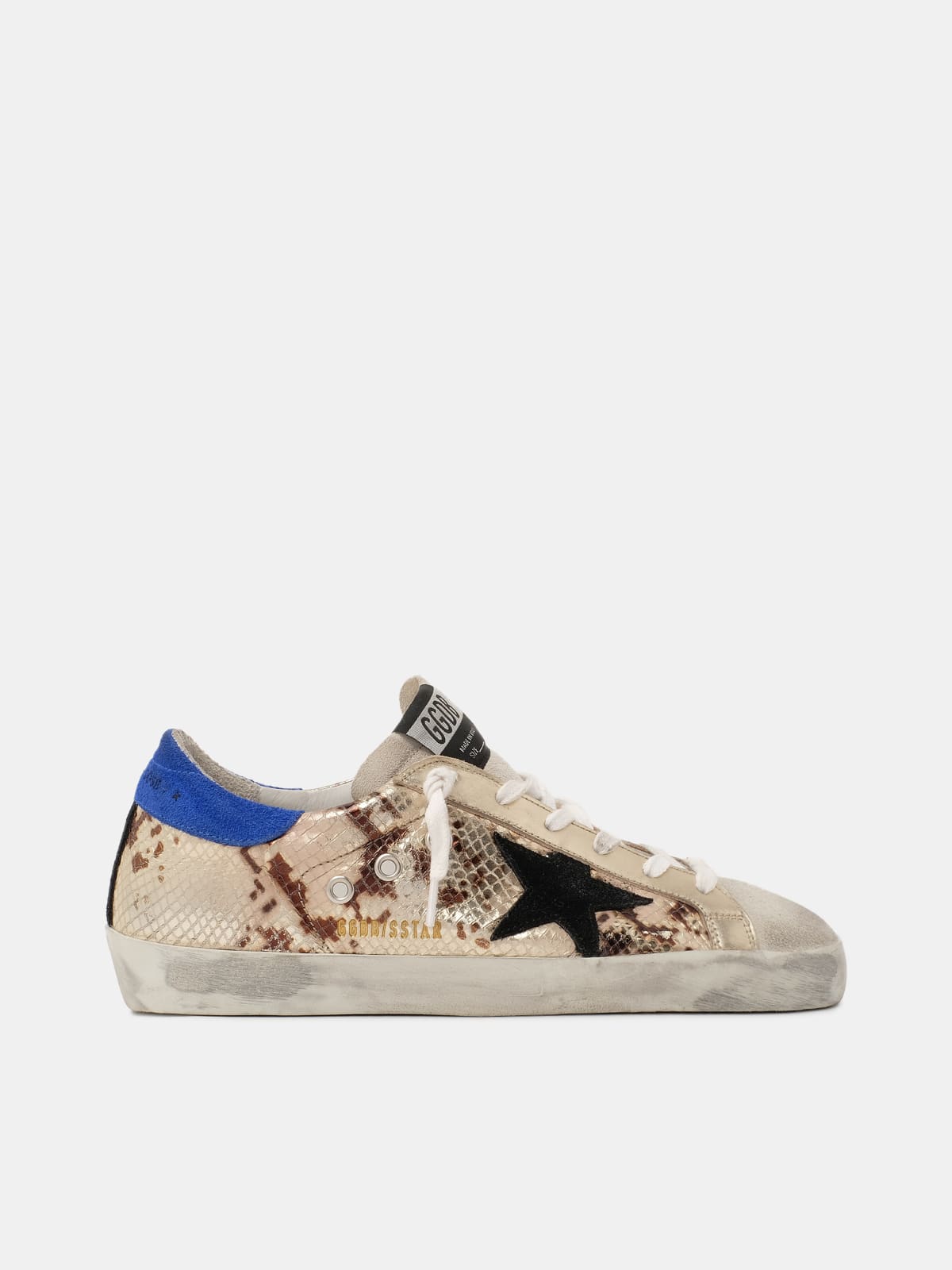 Super Star sneakers in laminated snake print leather