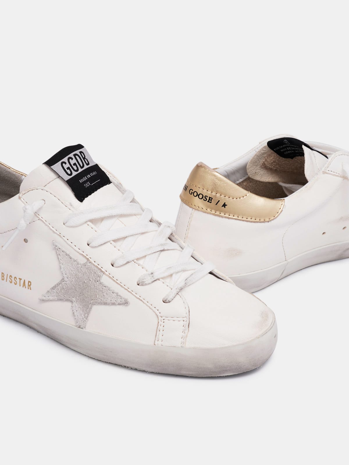 Golden goose sneakers deals white and gold