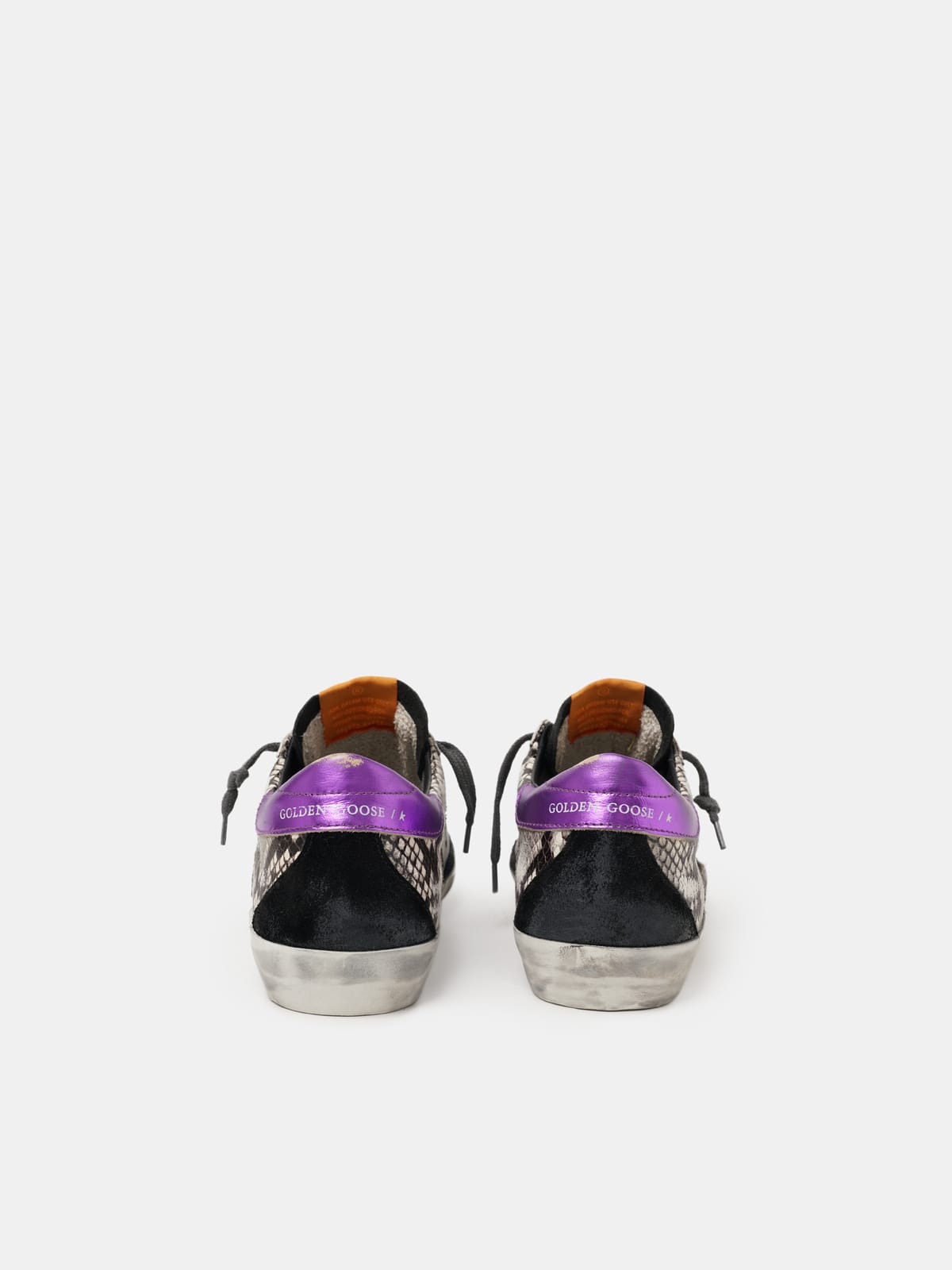 Women\'s Limited Edition LAB snake-print Super-Star sneakers with purple heel  tab | Golden Goose
