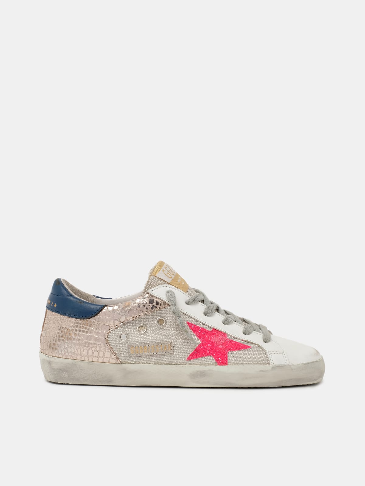 Super-Star sneakers with metallic print and fuchsia star | Golden Goose