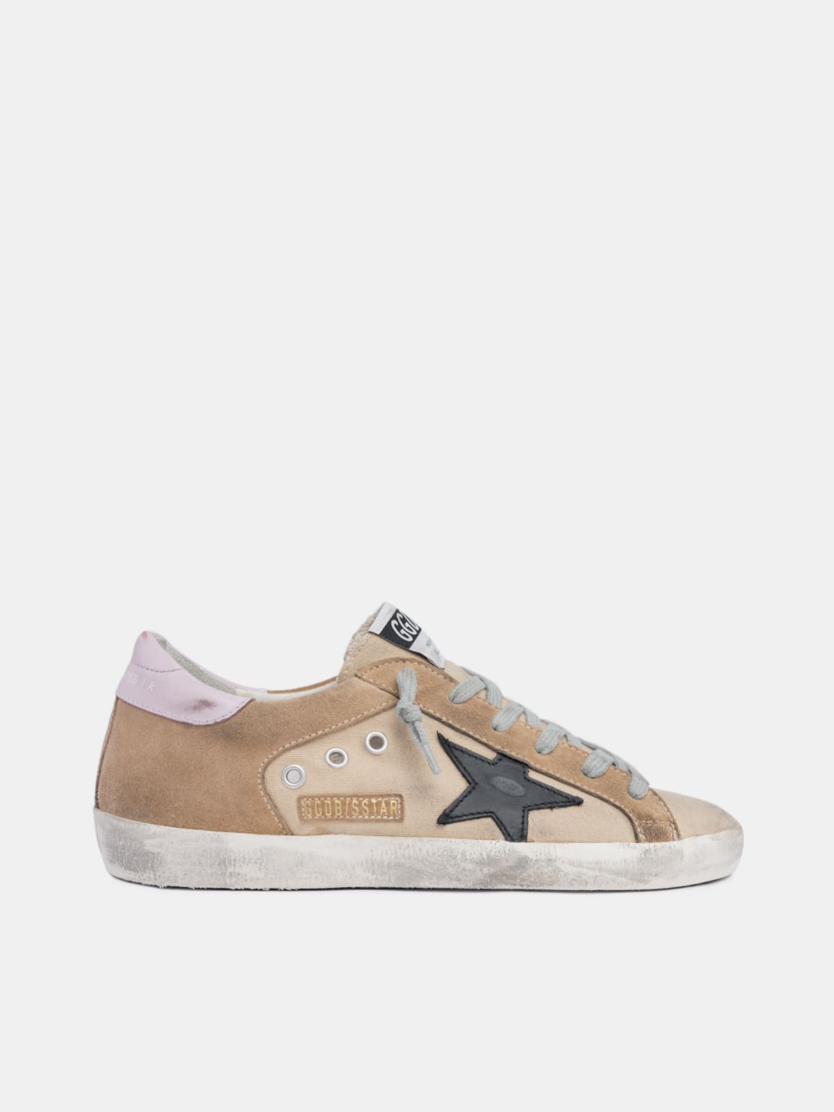 Super-Star LTD sneakers in brown suede with pink heel tab | Golden Goose