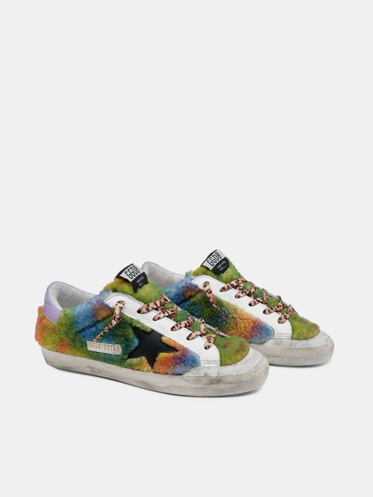 Tie-dye Super-Star sneakers in multicolour shearling | Golden Goose