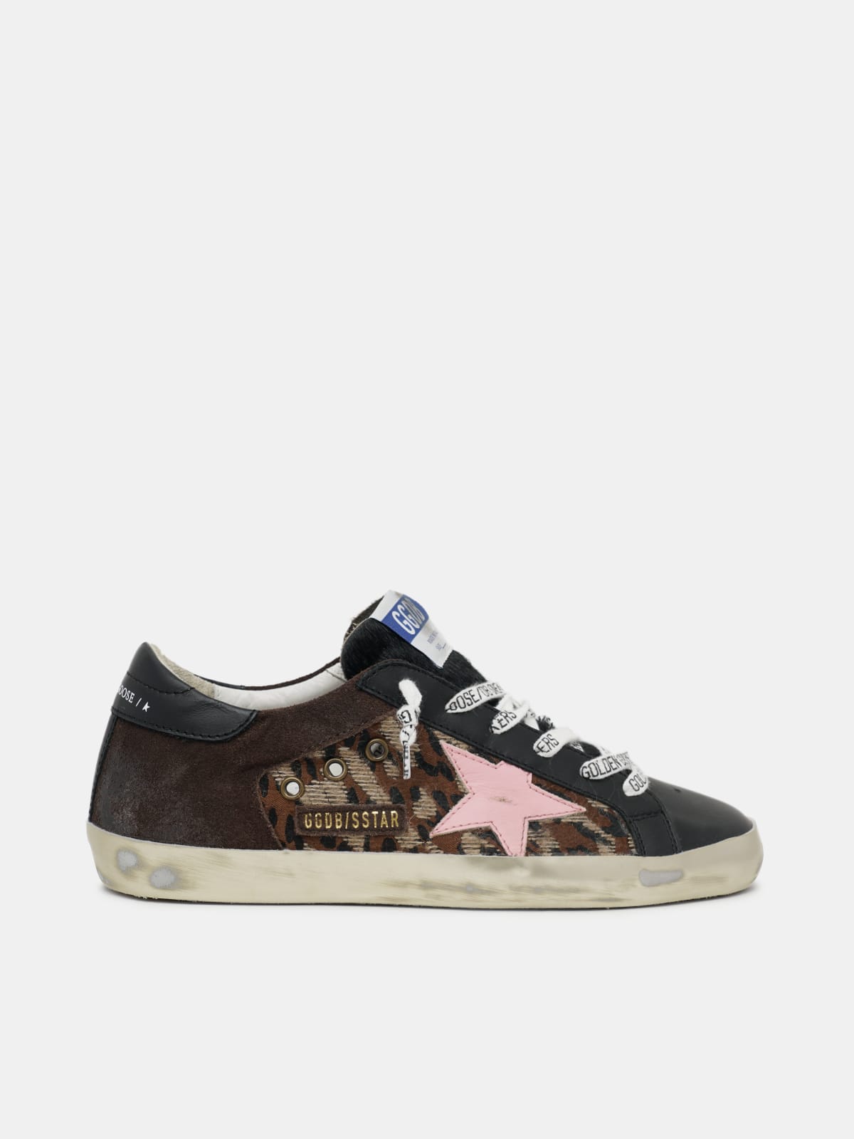 Golden goose superstar suede and store leopard sneakers