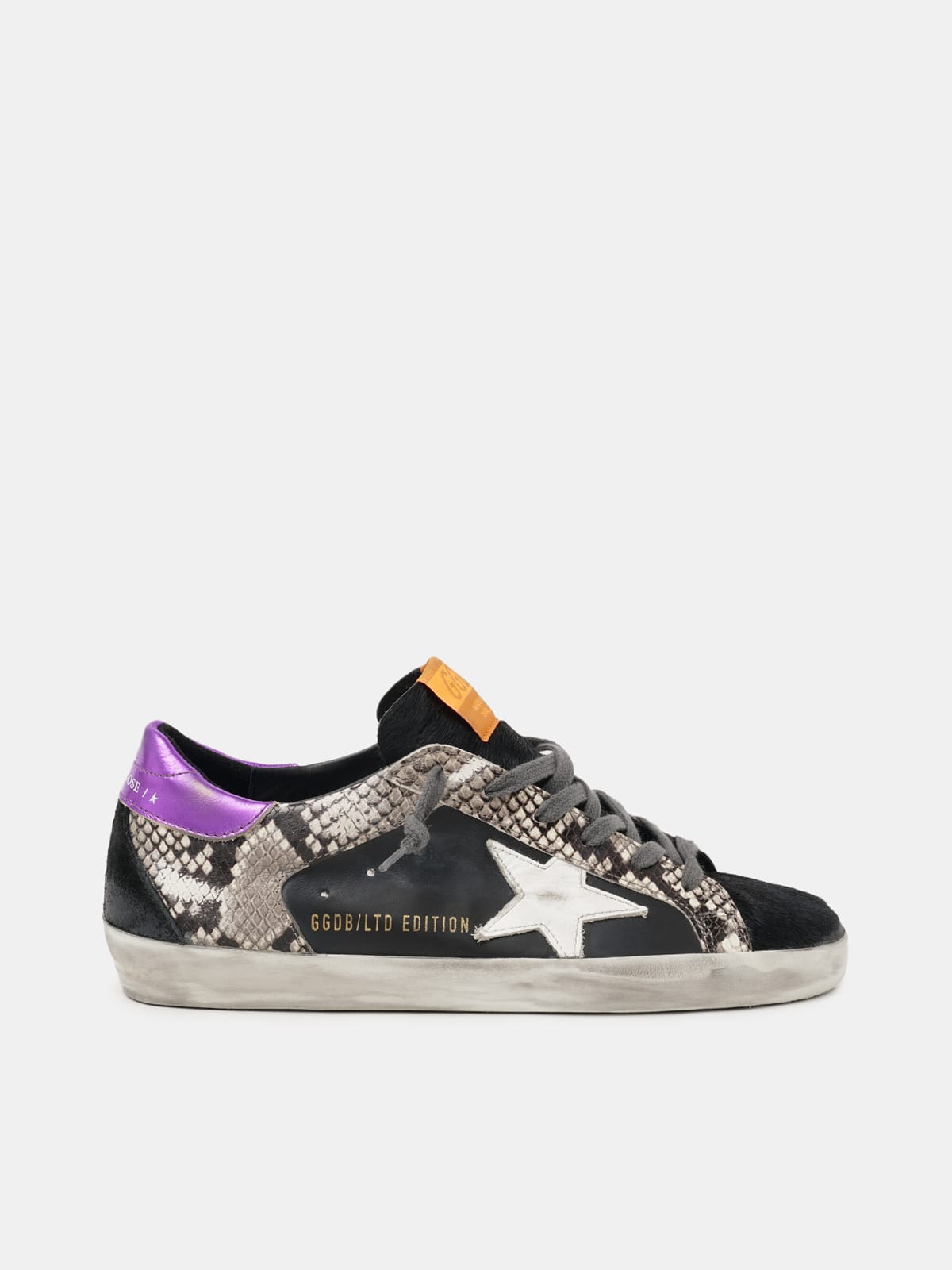 Women\'s Limited Edition LAB snake-print Super-Star sneakers with purple heel  tab | Golden Goose