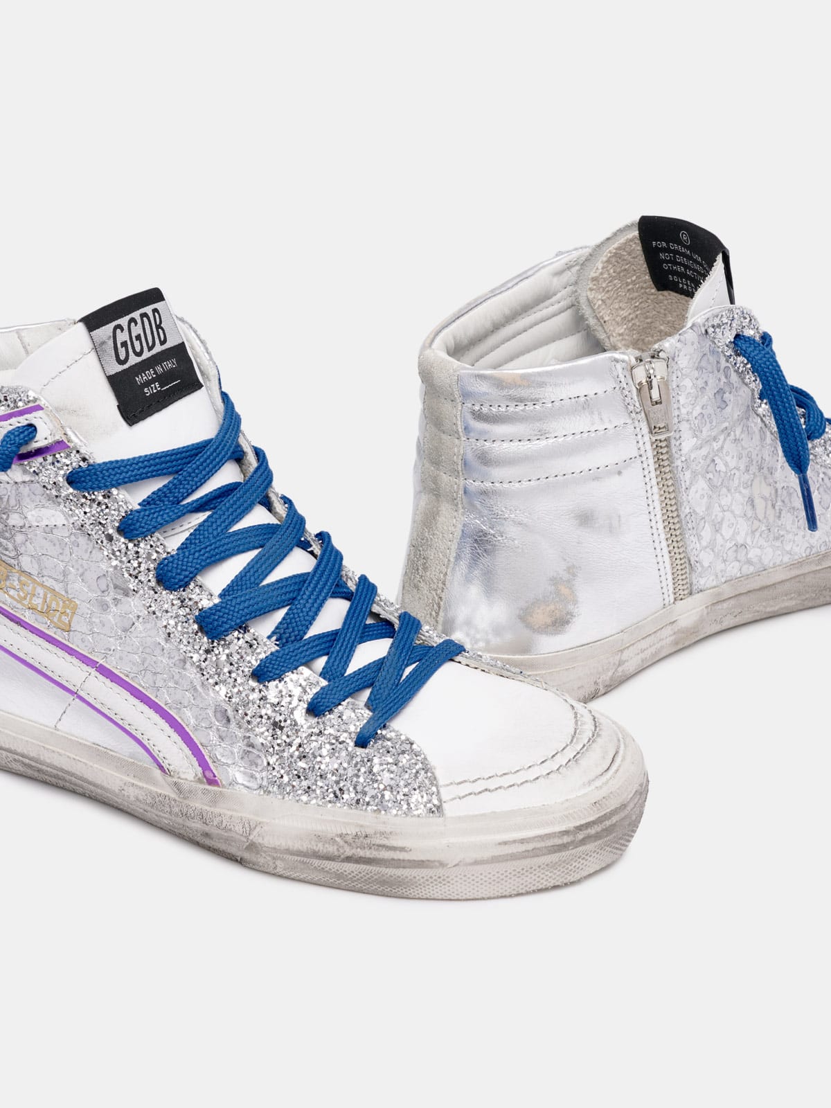 Silver Slide sneakers with glitter Golden Goose