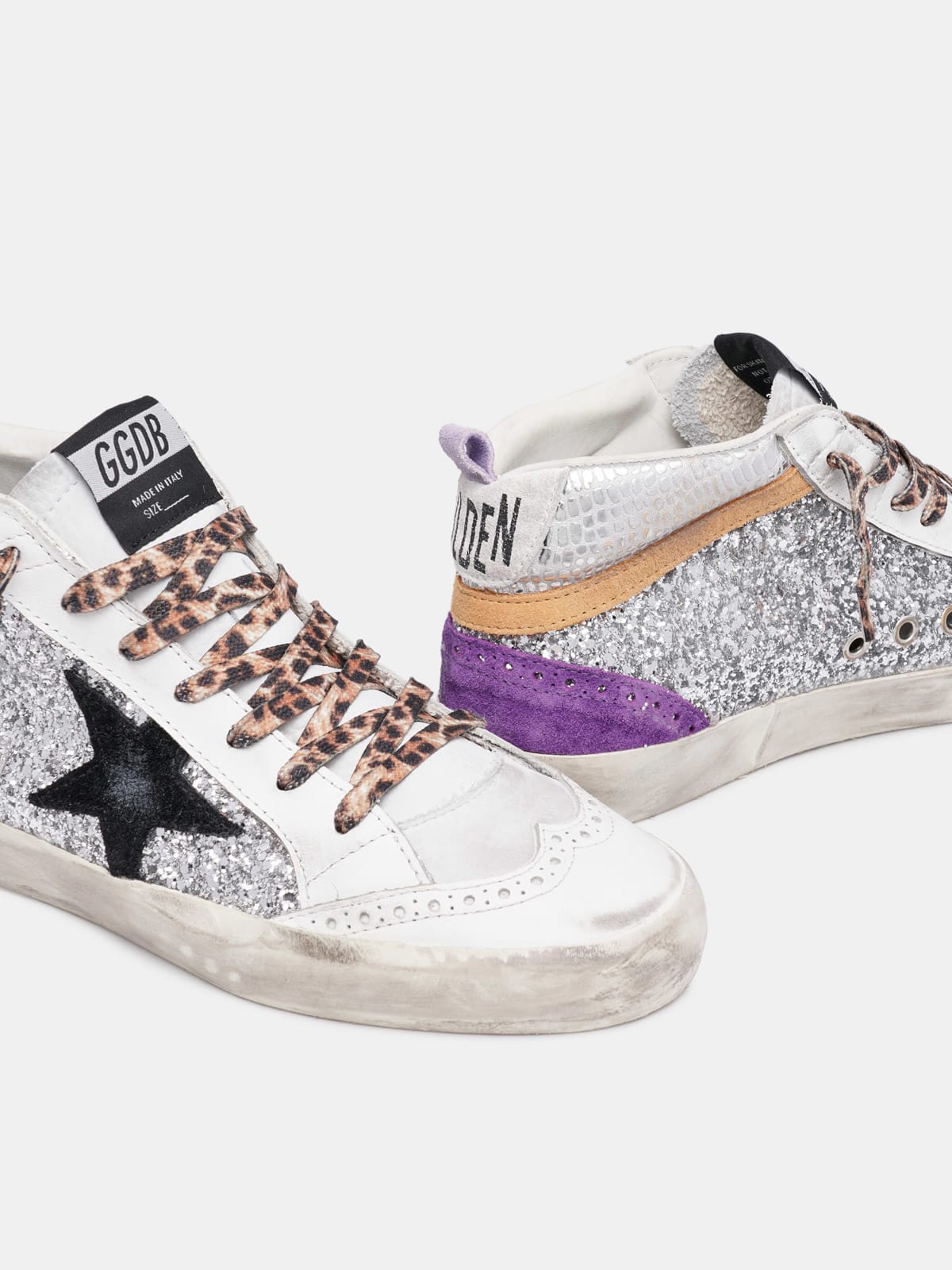 Golden goose white hot sale silver glitter