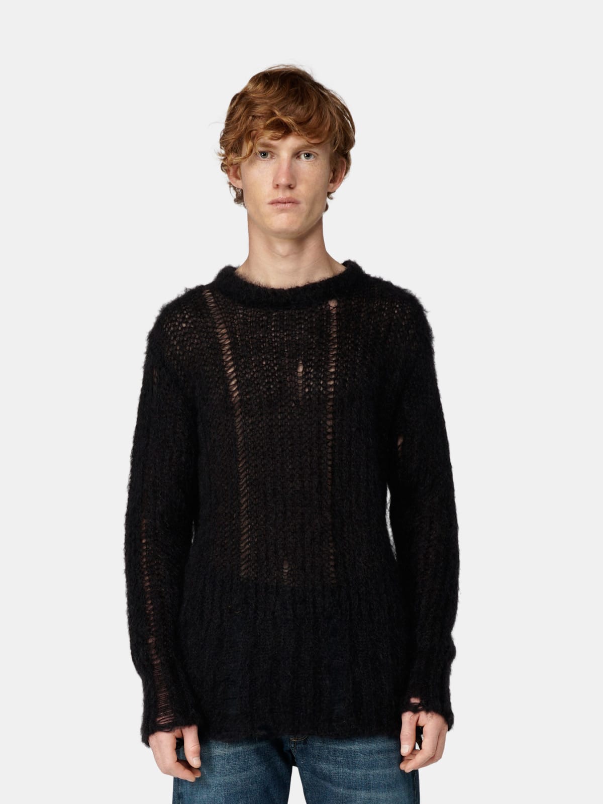 Algar sweater in black mohair wool | Golden Goose