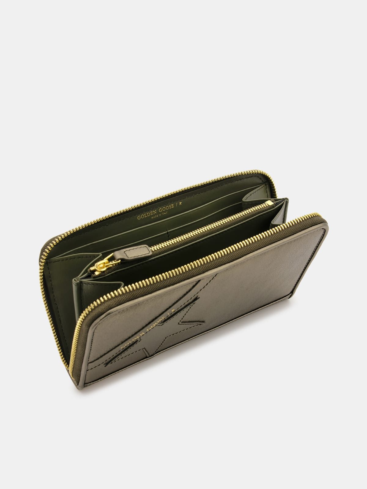 Golden Goose - Large green laminated Star Wallet in 