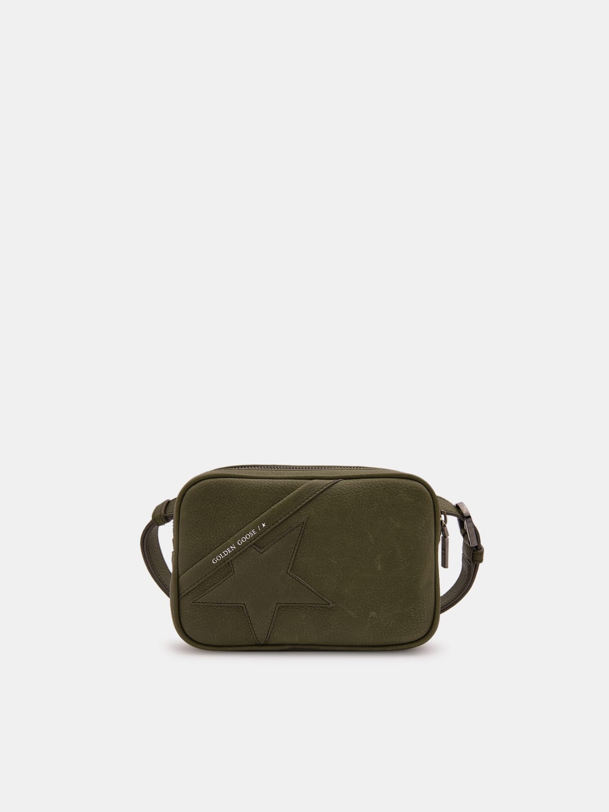 Golden Goose - Army green Star Belt Bag made of hammered leather in 