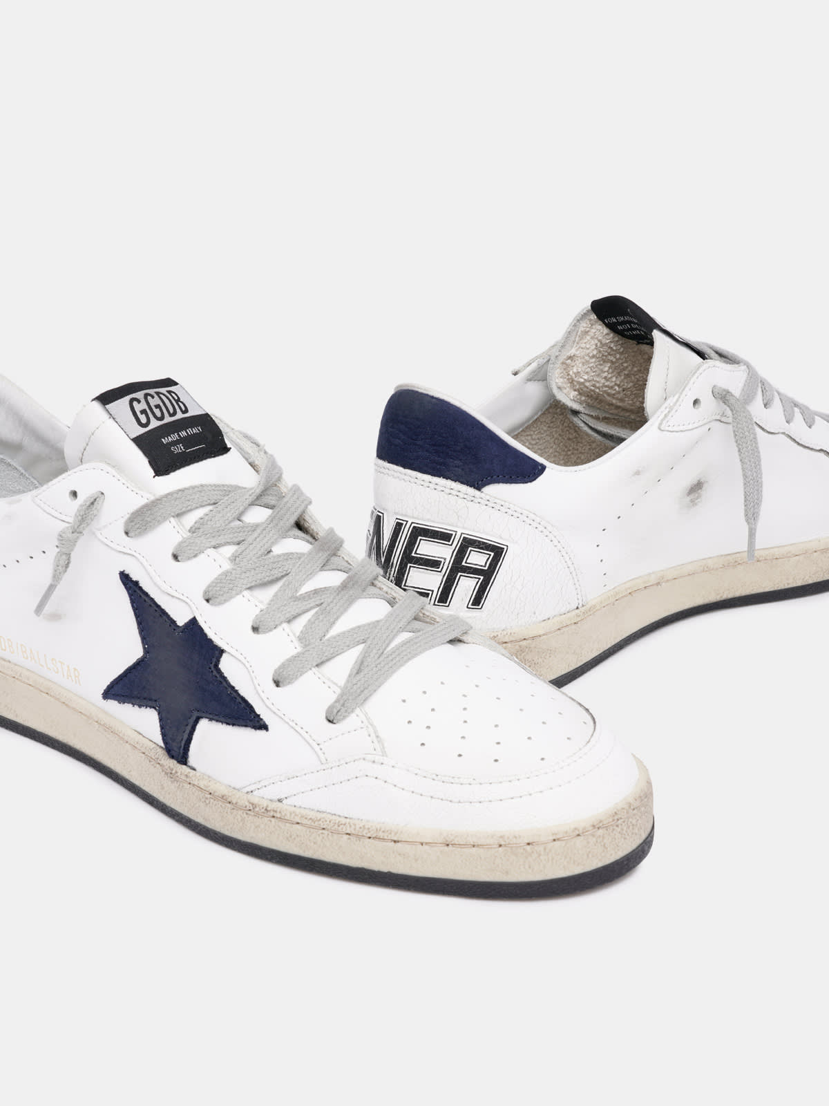 Sneakers Ball Star blanches avec toile bleue