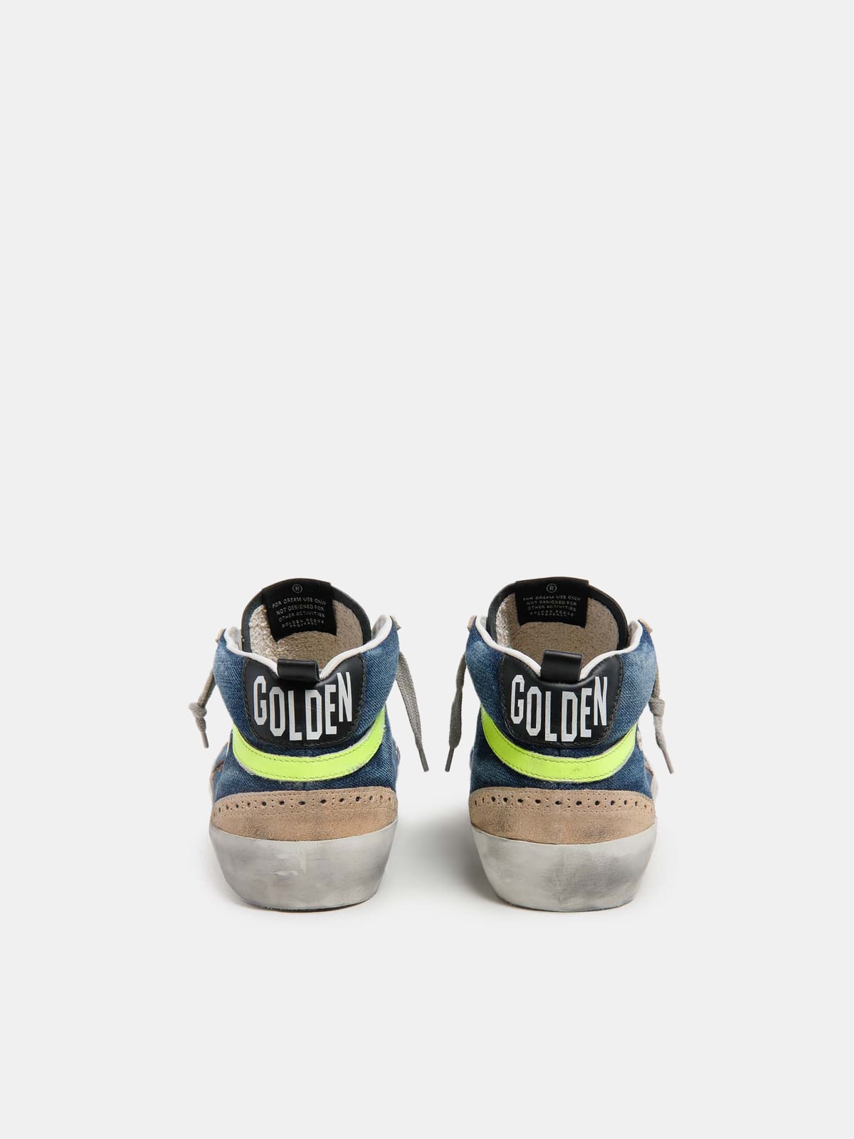 Mid Star sneakers in denim and suede with leopard-print pony skin star |  Golden Goose