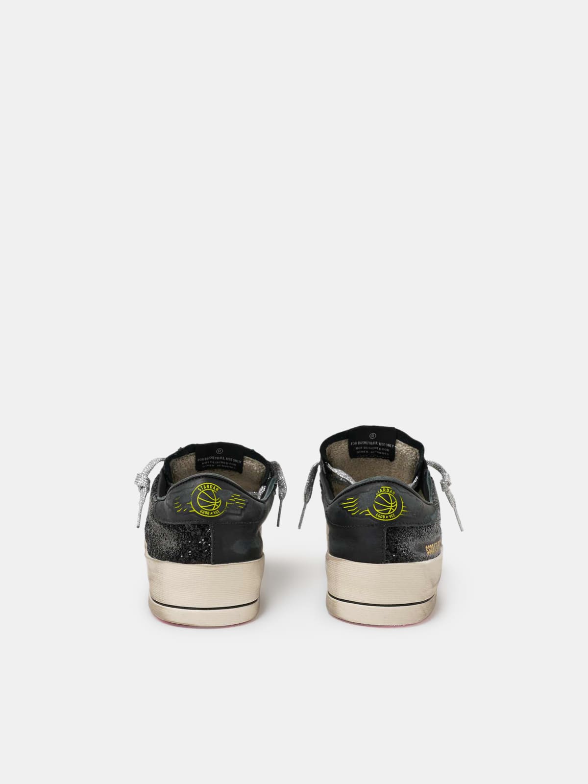 Stardan sneakers with glittery upper, fluorescent yellow star and mesh  inserts | Golden Goose